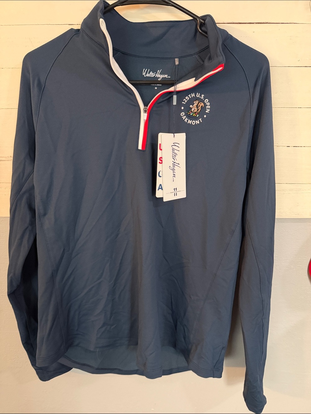 Walter Hagen Navy 1/4 Zip Pullover with US Open Oakmont Patch